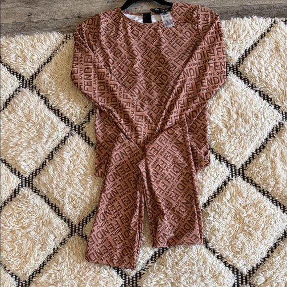 Fendi Tan Logo Print Ensemble Jumpsuit - Picture 1 of 4